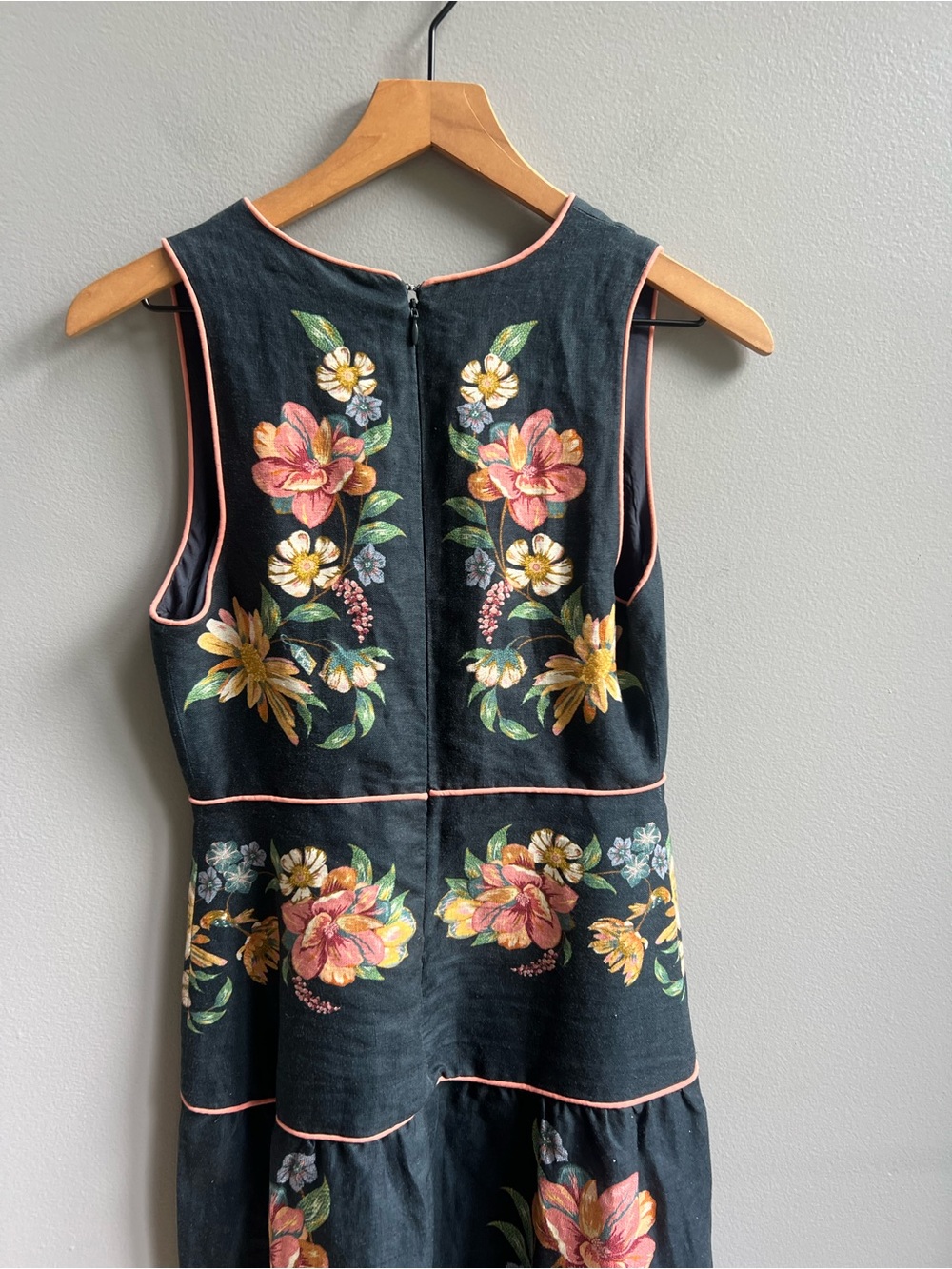 FARM Rio Navy Midi Dress with Pink and Yellow Floral Embroidery - Picture 11 of 16
